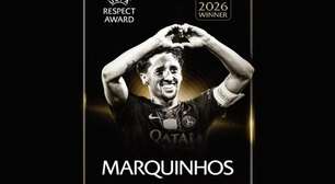 Marquinhos recebe prêmio da Uefa por abraço em Gabriel Magalhães