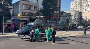 Simulado de emergência em Porto Alegre: helicóptero pousa em avenida movimentada