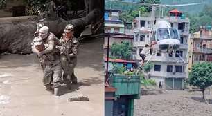 Vídeos mostram militares resgatando vítimas em meio à lama e aos destroços no Nepal