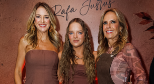 Rafa Justus de vestido drapeado, Ticiane de tomara que caia e Helô Pinheiro de jardineira: os looks marrons das 3 gerações em evento de moda