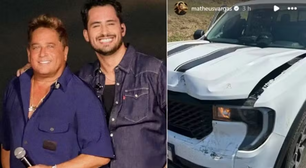 É grave? Filho de Leonardo, Matheus Vargas sofre acidente de carro em Barretos