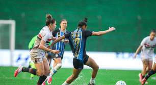 Sob forte chuva, Grêmio e São Paulo empatam no Brasileiro Feminino