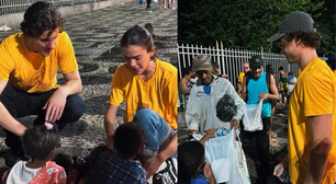 Bruna Marquezine e Shawn Mendes distribuem 3.300 quentinhas no Rio