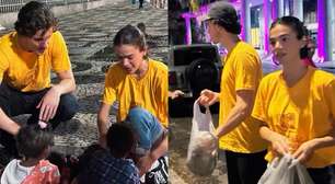 Bruna Marquezine e Shawn Mendes ajudam a distribuir mais de 3 mil quentinhas no Rio