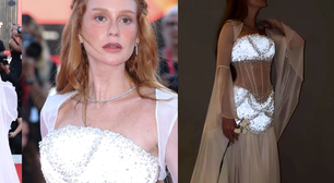 Bem-vinda de volta, Amália! Marina Ruy Barbosa revive 'Deus Salve o Rei' com vestido branco transparente, corset e 2.160 cristais que brilham em Veneza. Fotos!