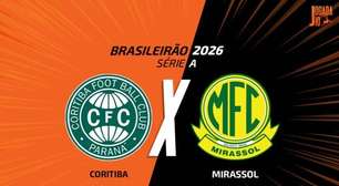 Coritiba x Mirassol, AO VIVO, com a Voz do Esporte, às 9h30