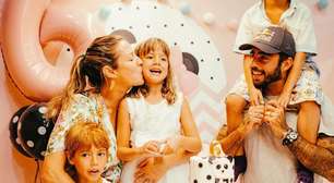 Luana Piovani, Pedro Scooby e Cintia Dicker aparecem juntos após separação em festa dos filhos