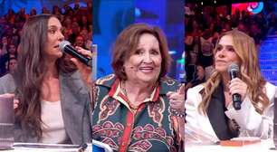 Déa Lúcia se irrita com Ingrid Guimarães e Mônica Martelli no 'Domingão' e dá ordem: 'Olha só!'