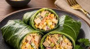 Wrap de couve com salpicão sem creme de leite: cremoso
