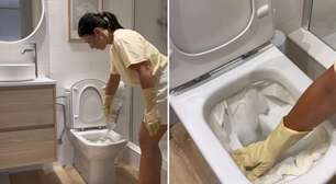 María Fernández, especialista em limpeza: "Para limpar o calcário da borda do vaso sanitário, preencha as bordas com papel toalha"