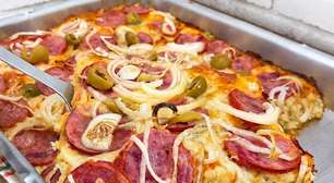 Pizza de massa mole fácil de preparar que não precisa sovar, um lanche rápido e delicioso