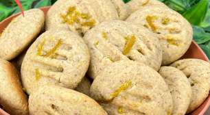 Biscoitinho sem glúten e sem leite com sabor suave de laranja, ideal para acompanhar um café