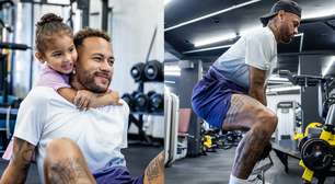 Neymar leva Mavie para acompanhar treino pesado em academia