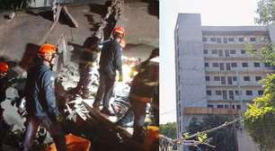 Veja momento em que prédio desaba na Penha e atinge muro de casa em SP