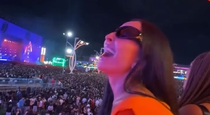 Grávida de seis meses, Sabrina Sato curte show de Demi Lovato