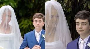 Postura e trajes do filho dão o que falar no casamento de Ana Hickmann; veja