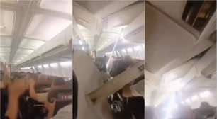 Teto de avião despenca durante voo e causa pânico no Irã