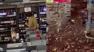 Homem destrói garrafas de vinho e causa prejuízo de mais de R$ 50 mil em supermercado no interior de SP; veja