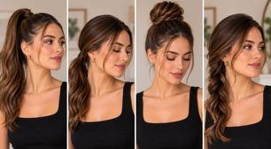 O cabelo preso de diferentes maneiras pode alterar a percepção do comprimento do pescoço e do rosto