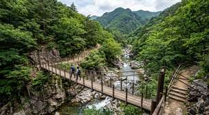Na Coreia do Sul, uma trilha atravessa um vale com 12 cachoeiras aos pés do Hyangrobong: depois de cruzar uma ponte suspensa entre paredões rochosos, surge a Yeonsan, uma das maiores quedas do percurso