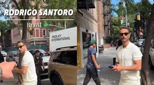 Rodrigo Santoro é abordado por influenciador na rua nos Estados Unidos