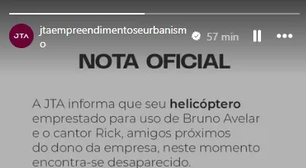 Tem culpa? Empresa dona do helicóptero se pronuncia sobre desaparecimento de Rick