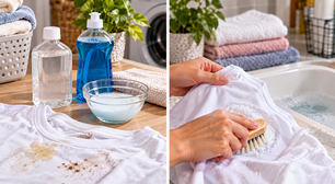 Água oxigenada misturada com detergente é uma solução pouco conhecida más que faz milagres na lavagem de roupas dadas como perdidas