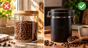 Por que o café perde aroma mais rapidamente quando é guardado em potes transparentes?