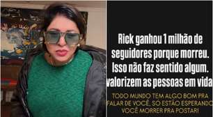 Roberta Miranda se revolta após Rick ganhar 1 milhão de seguidores depois da morte