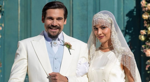 A Nobreza do Amor: Theresa Fonseca usa vestido de noiva com referências de art déco e véu de 12 kg