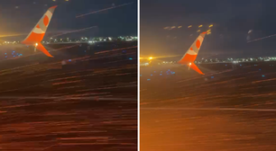 Avião da Gol tem problema em motor e pega fogo durante decolagem em Goiânia