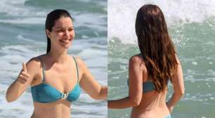 Nathalia Dill, no ar em 'Quem Ama Cuida', curte praia com marido e filha e corpo real da atriz rouba a cena. Veja fotos!