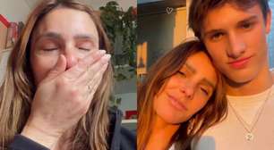 Fernanda Lima cai no choro após conquista do filho, João Hilbert, em desfile internacional