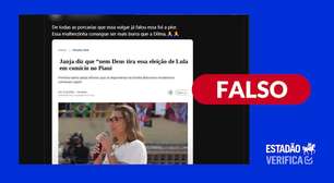 Montagem altera título de notícia para atribuir a Janja a frase 'nem Deus tira eleição de Lula'