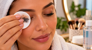 Remover maquiagem dos olhos sem esfregar começa deixando o produto agir sobre a pálpebra fechada, reduzindo atrito em uma área delicada