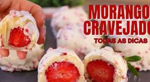 Morango cravejado com cobertura crocante de chocolate fácil e irresistível, a nova febre da internet