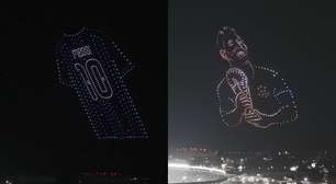 Show de drones homenageia Messi em despedida da seleção argentina; assista