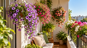 A planta pendente que floresce por meses aproveita melhor varandas pequenas porque ocupa o espaço vertical em vez do chão