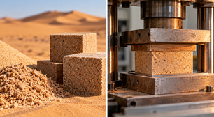 Pesquisadores estão transformando materiais encontrados em desertos em blocos de construção para reduzir o uso de cimento convencional