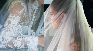 Renda floral, gola alta e véu sobre o rosto: o vestido de noiva clássico de Giulia Be para se casar com Conor Kennedy em igreja histórica do Rio de Janeiro que já recebeu princesa Isabel. Fotos!