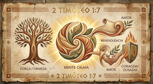 2 Timóteo 1:7, da Bíblia, sobre força interior e coragem: "Porque Deus não nos deu um espírito de covardia, mas de poder, de amor e de domínio próprio". Uma reflexão sobre superar a insegurança e assumir o controle da própria vida