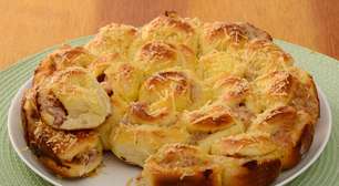 Receita prática de torta-pão de presunto e queijo