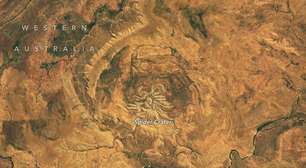 NASA fotografa do espaço uma gigantesca cratera em forma de aranha na Austrália
