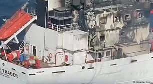 Navios pegam fogo na Romênia após invasão de drones russos