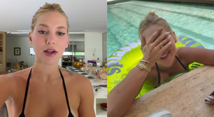 Solteira, Virginia Fonseca curte dia na piscina após festa e recebe visita de Zé Felipe: 'Cara de ressaca'