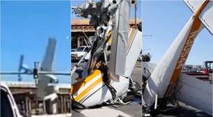 Avião de pequeno porte cai no meio de avenida e quase atinge carros nos EUA; veja vídeo
