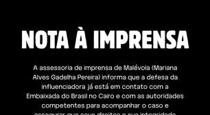 Malévola é detida no Egito após vídeos em Alexandria; defesa aciona Embaixada do Brasil