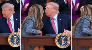 Melania Trump 'desvia' de beijo do marido durante evento na Casa Branca e cena viraliza