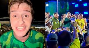 Em ato de Flávio, Lucas Pavanato pede coro de 'Jair' e diz que 'mamata' de Moraes 'vai acabar'
