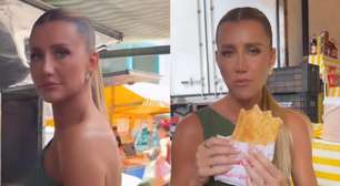 Mulher de Roberto Justus troca restaurante de luxo por pastel na feira e vira piada: 'Vergonha alheia'